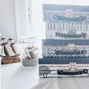 4 cute luggage style Sea theme storage boxes